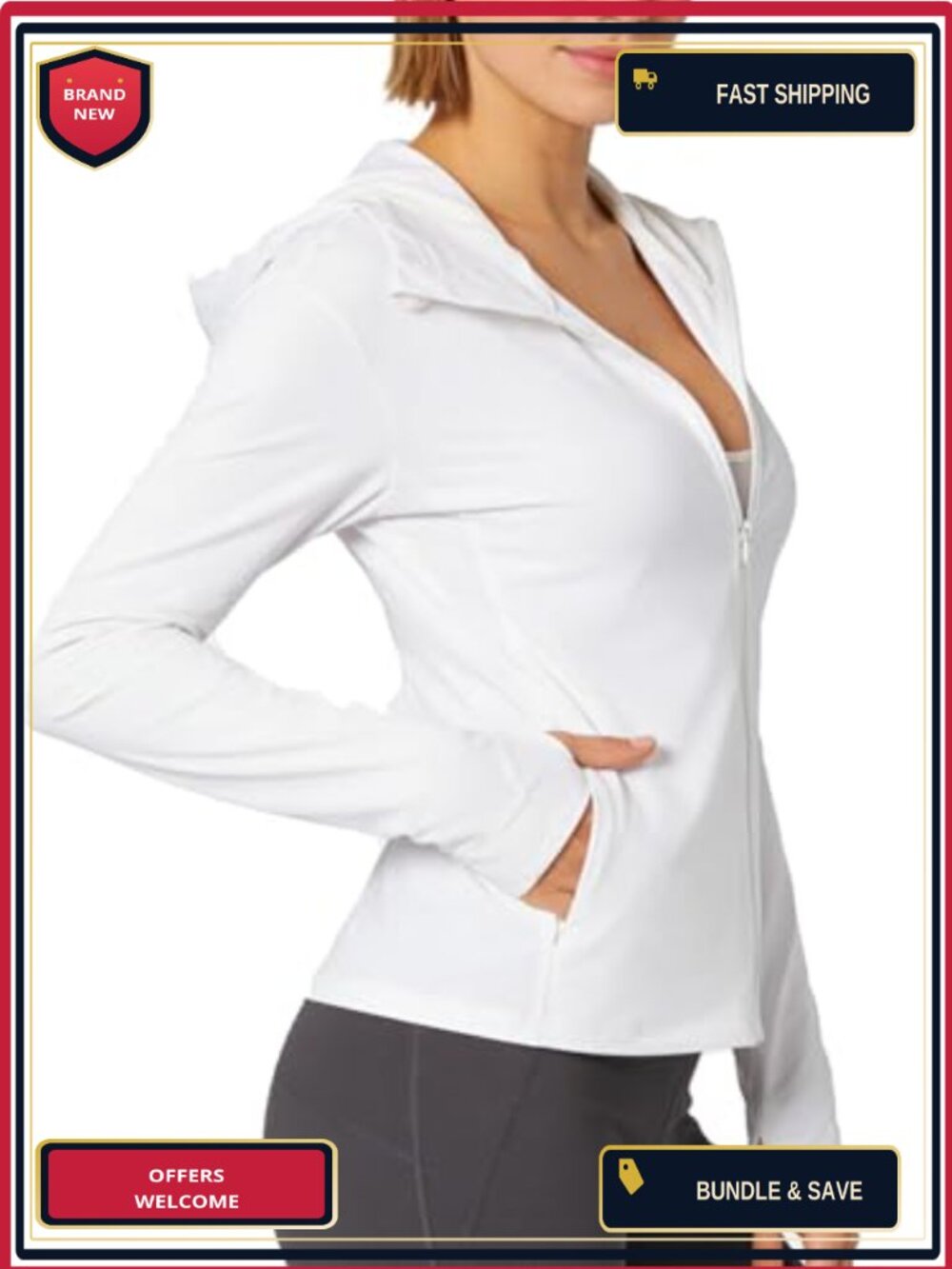 UPF 50+ Sun Hoodie Jacket Lightweight Zip Up for Hiking Running